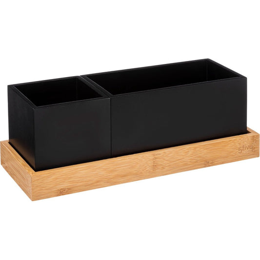 5Five Bava bureau Organizer met 2 vakken Bamboe - Tandenborstelhouder - Pennenhouder - Pennenbakjes