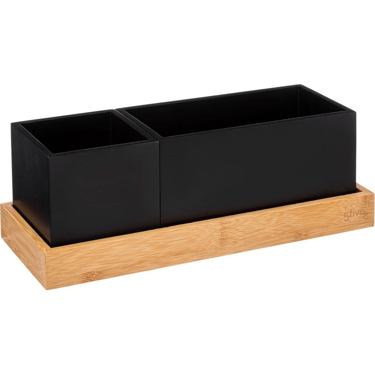 5Five Bava bureau Organizer met 2 vakken Bamboe - Tandenborstelhouder - Pennenhouder - Pennenbakjes