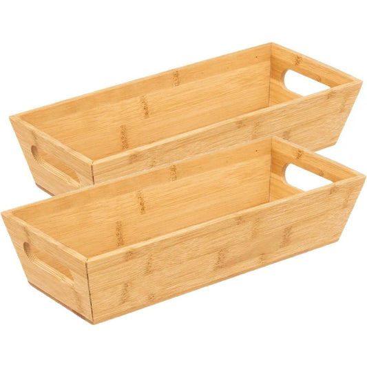 5Five Broodmand Classic Backery - 2x stuks - Bamboe - rechthoekig - houtkleur - 33 x 14 x 7 cm