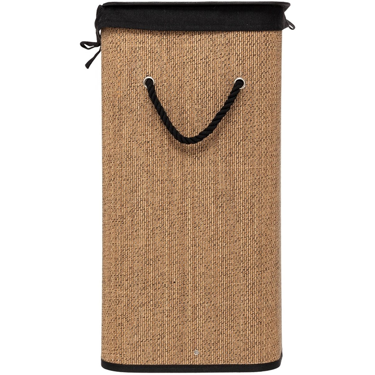 5Five Dubbele Wasmand met deksel - bamboe hout - 100 Liter- naturel zwart - 52 x 32 x 63 cm - sorteren mand