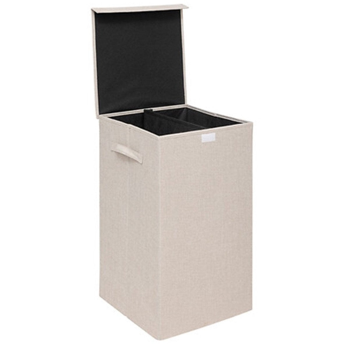 5Five Eureka sorteer wasmand - 74 liter - beige - 37 x 37 x 60 cm - MDF/Polyester stof - met afsluitklep
