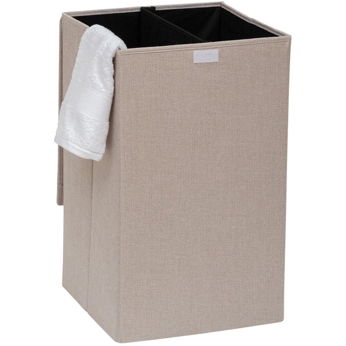5Five Eureka sorteer wasmand - 74 liter - beige - 37 x 37 x 60 cm - MDF/Polyester stof - met afsluitklep