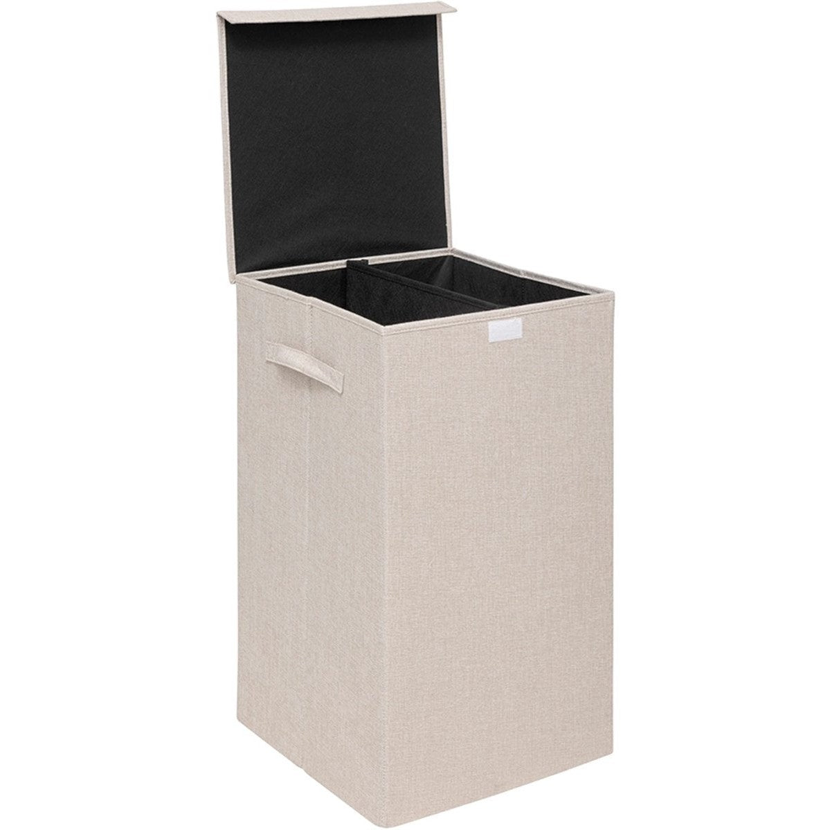 5Five Eureka sorteer wasmand - 74 liter - beige - 37 x 37 x 60 cm - MDF/Polyester stof - met afsluitklep