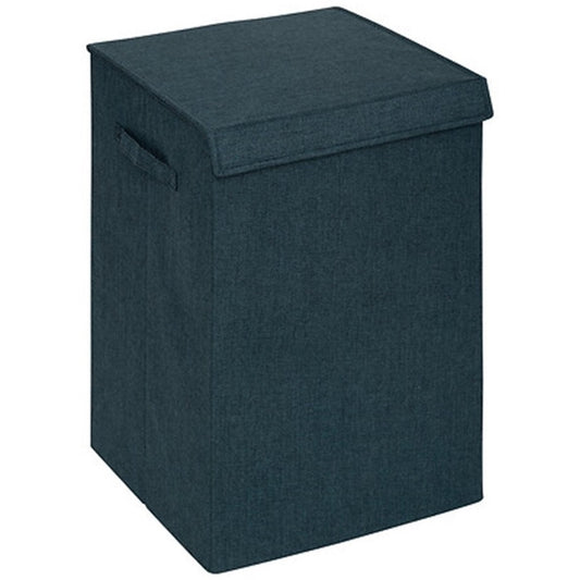 5Five Eureka sorteer wasmand - 74 liter - smaragd groen - 37 x 37 x 60 cm - MDF/Polyester stof - met afsluitklep