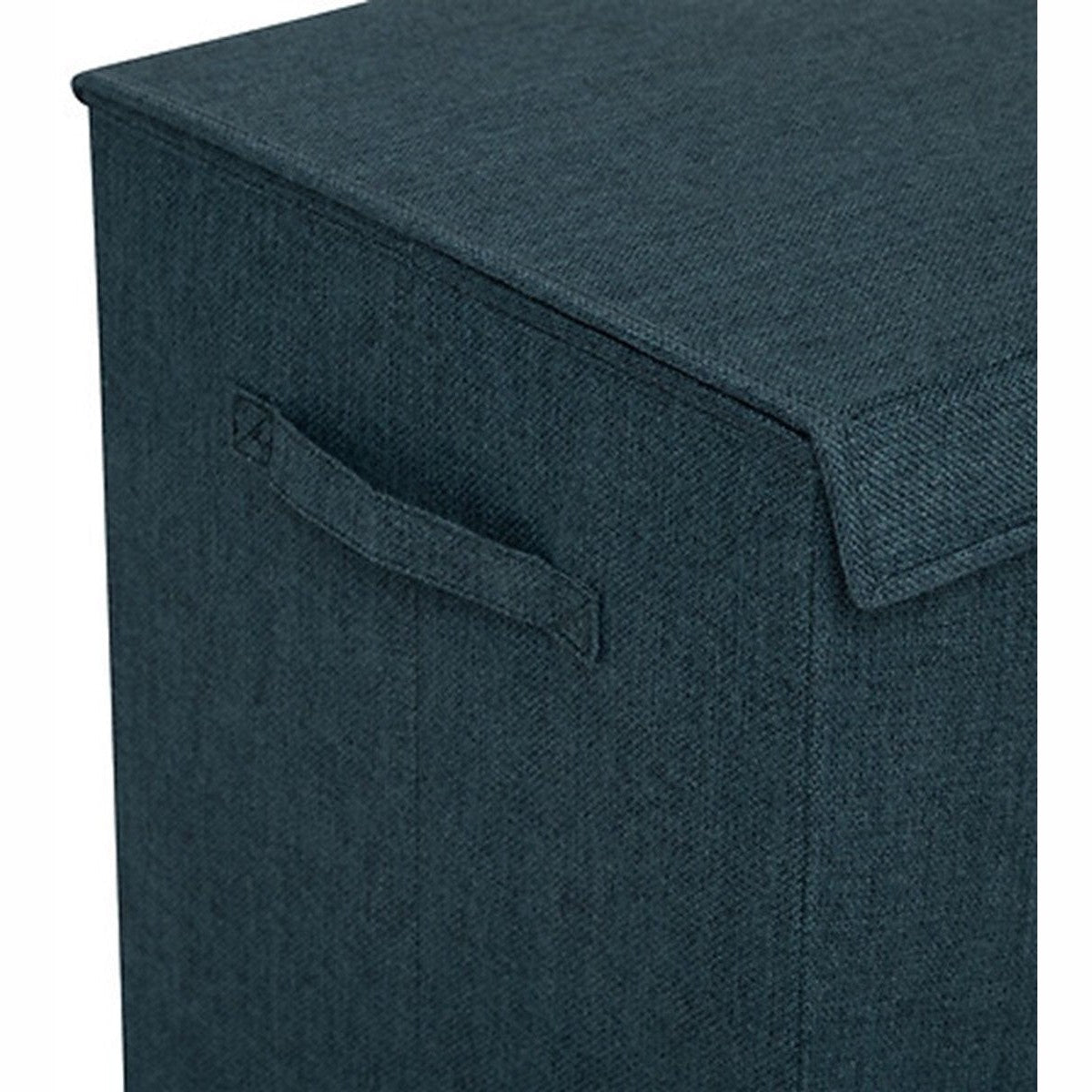 5Five Eureka sorteer wasmand - 74 liter - smaragd groen - 37 x 37 x 60 cm - MDF/Polyester stof - met afsluitklep