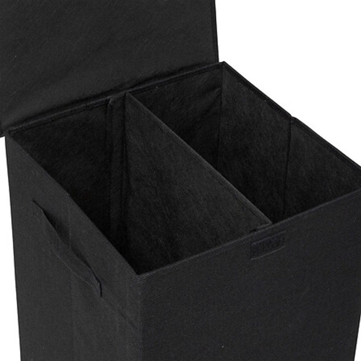 5Five Eureka sorteer wasmand - 74 liter - zwart - 37 x 37 x 60 cm - MDF/Polyester stof - met afsluitklep