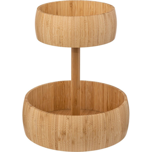 5Five Fruitmand bamboe - 2 Laags - Fruitschaal - decoratieve schaal - 29 cm