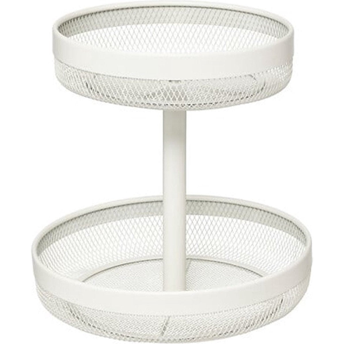 5Five Fruitschaal/fruitmand 2-laags model Double Fruit - metaal - D30 x H31 cm - wit - rond - Fruitschalen met ruime capaciteit