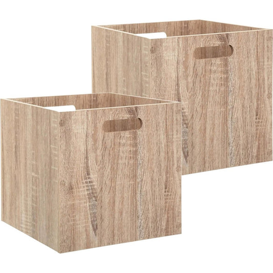5Five Houten kistje/Opbergmand - 2x - hout - 31 x 31 x 31 cm - 29 liter - inklapbaar