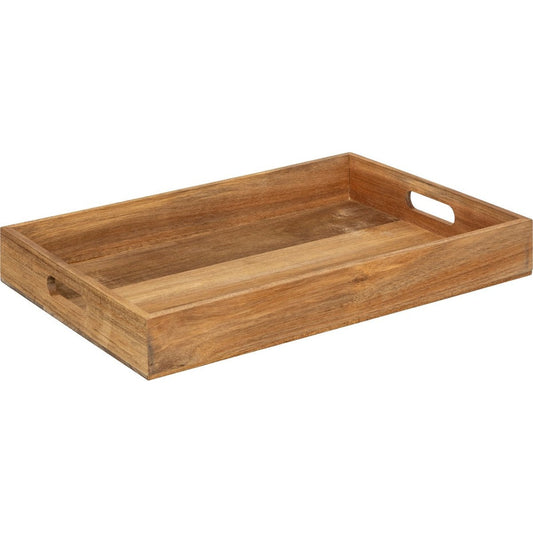 5Five Keuken serveer dienblad met opstaande rand - acacia hout - 42 x 30 cm - bruin - 2 handvaten