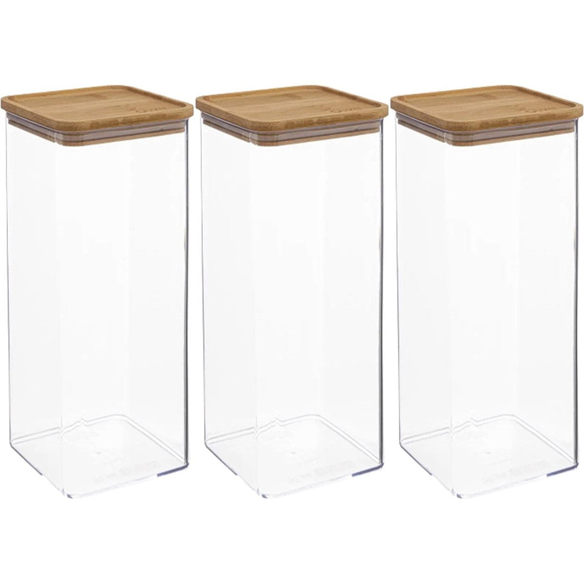 5Five - Keuken voorraadpot - Berlino - 3x - kunststof/bamboe - 2000 ml