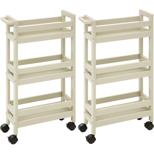 5Five Keukentrolley - 2x - 3-laags - creme wit - D15 x B40 x H75 cm
