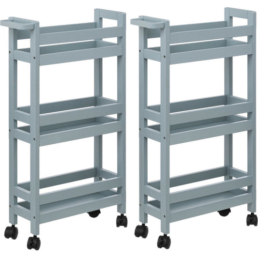 5Five Keukentrolley - 2x - 3-laags - ijsblauw - D15 x B40 x H75 cm