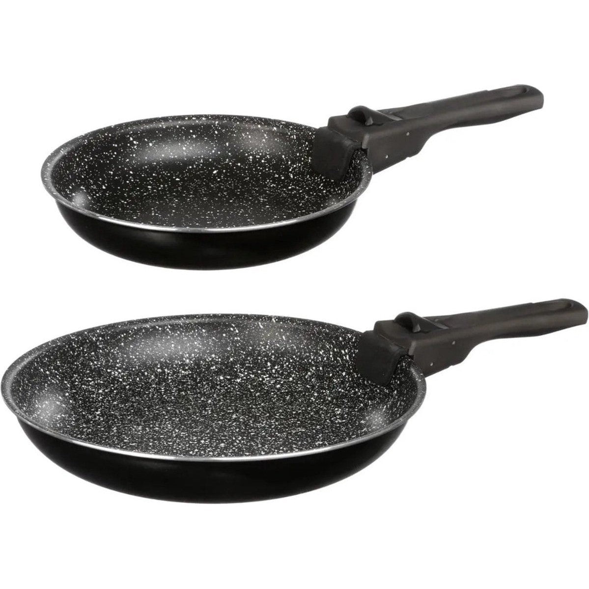 5Five Koekenpannen set 2x stuks - Alle warmtebronnen - Zwart - Dia 20 en 26 cm - los handvat - camping