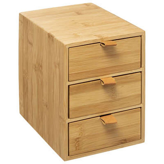 5Five Ladeblokje/bureau organizer 3x lades - bamboe hout - L20 x B15 x H21 cm - lichtbruin