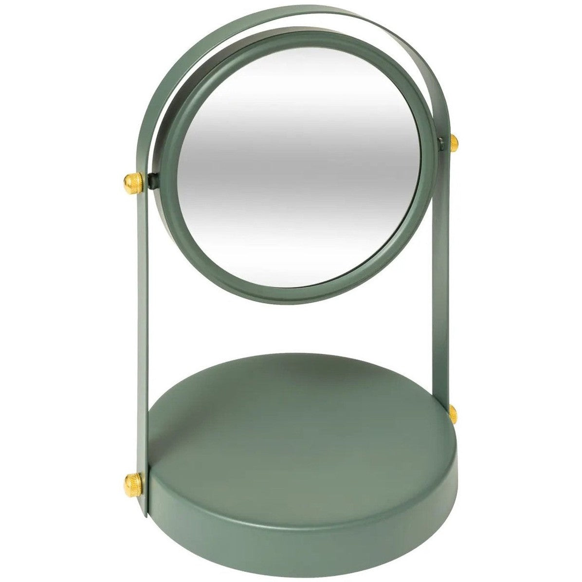 5Five Make-up spiegel met standaard - 18 x 26 cm - metaal - ficus groen - badkamer/kaptafel - draaibaar