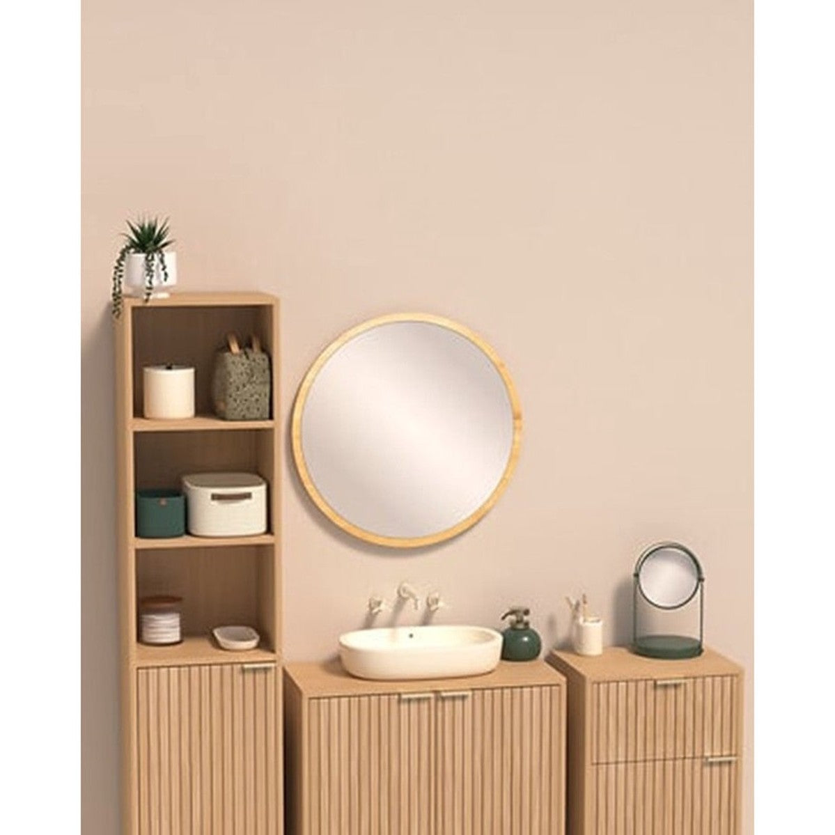 5Five Make-up spiegel met standaard - 18 x 26 cm - metaal - ficus groen - badkamer/kaptafel - draaibaar