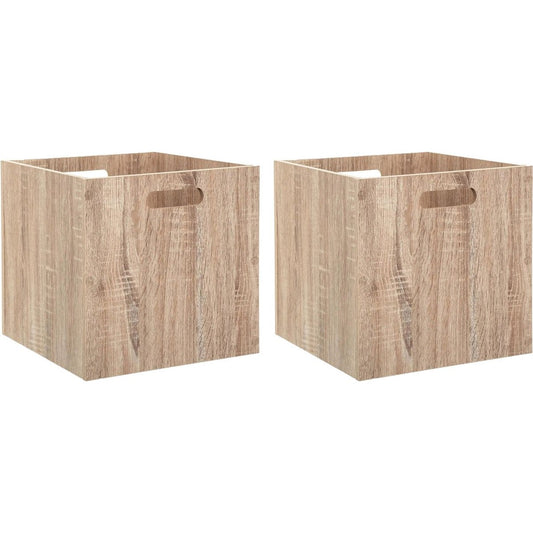 5Five Opberg/kast mand - 2x - lichtbruin - MDF hout - 29L - 31 x 31 x 31 cm - Opbergmanden/kisten