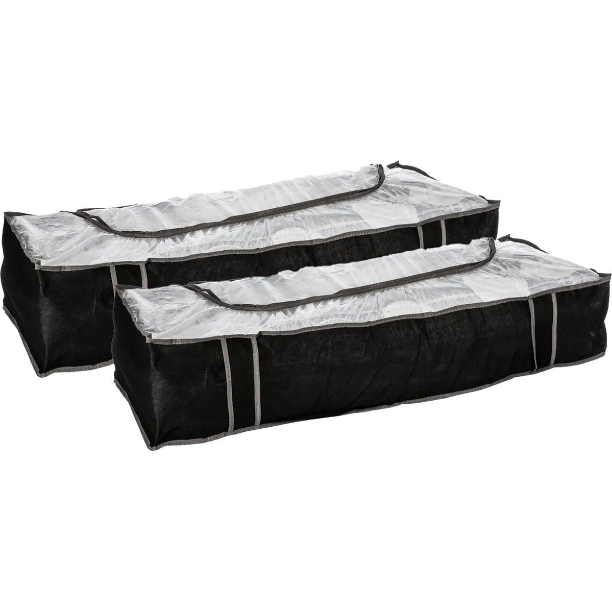 5Five Opberghoes/beschermhoes dekens en kussens - 2x - zwart/grijs - 100 x 45 x 20 cm