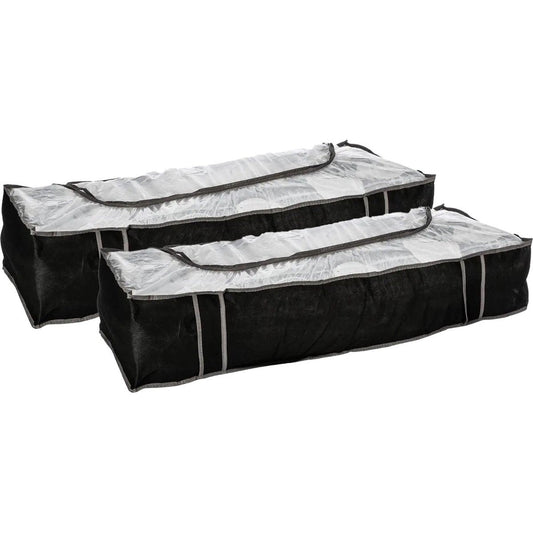 5Five Opberghoes/beschermhoes dekens en kussens - 2x - zwart/grijs - 100 x 45 x 20 cm