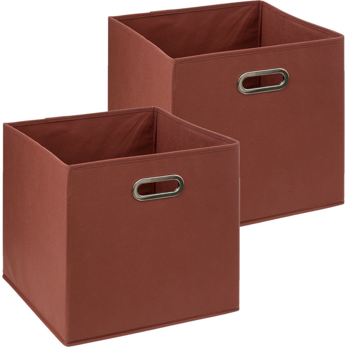 5Five Opbergmand/kastmandje - 2x - Steenrood - 31 x 31 x 31 cm - 29 liter - Vakkenkast manden - Stof met versterkte bodem - Opvouwbaar