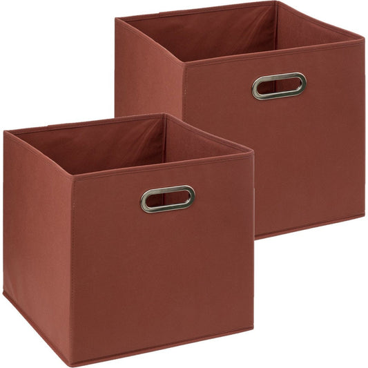 5Five Opbergmand/kastmandje - 2x - Steenrood - 31 x 31 x 31 cm - 29 liter - Vakkenkast manden - Stof met versterkte bodem - Opvouwbaar