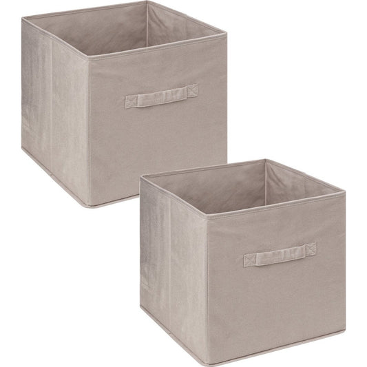 5Five Opbergmand/kastmandje - 2x stuks - Beige - 31 x 31 x 31 cm - 29 liter - Vakkenkast manden - Stof met versterkte bodem - Opvouwbaar