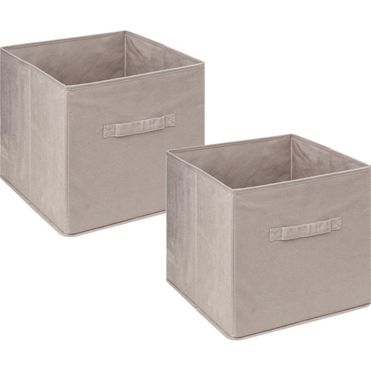 5Five Opbergmand/kastmandje - 4x stuks - Beige - 31 x 31 x 31 cm - 29 liter - Vakkenkast manden - Stof met versterkte bodem - Opvouwbaar