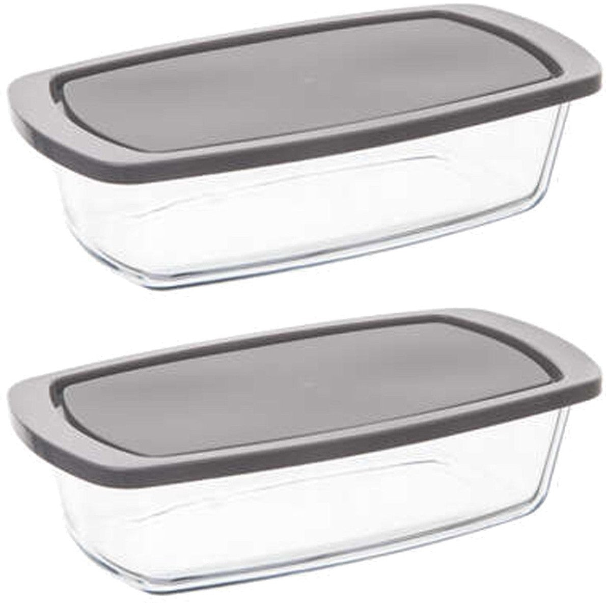 5Five Ovenschaal van borosilicaat glas met deksel - 2x - rechthoek - 1.8 Liter - 27 x 14 x 7,3 cm