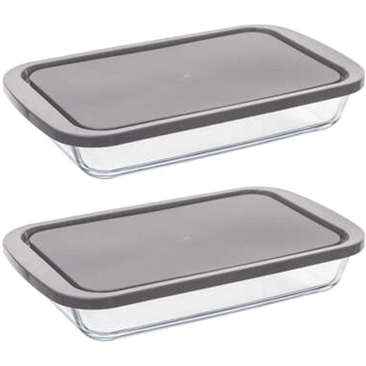 5Five Ovenschaal van borosilicaat glas met deksel - 2x - rechthoek - 1.6 Liter - 29 x 18 x 5 cm