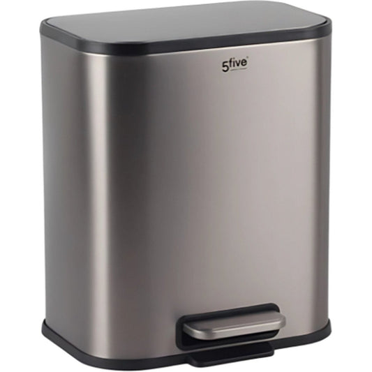 5Five Pedaal Afvalemmer - Soft close - 50L - Mat Roestvrij Staal - Grijs