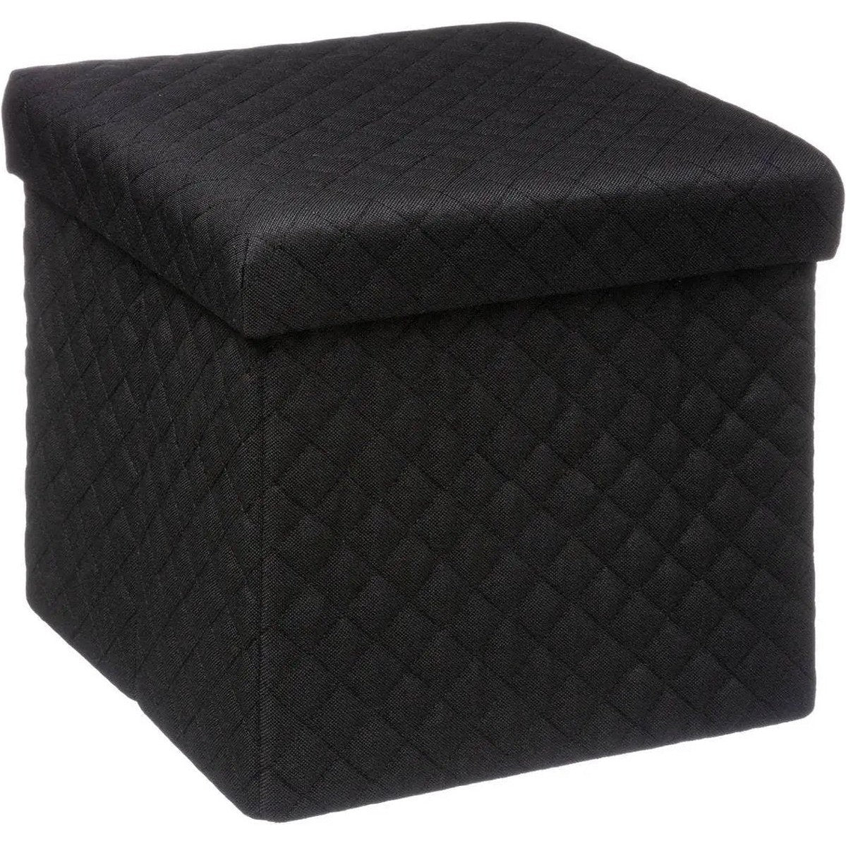 5Five Poef/Hocker/opbergbox - zwart - polyester/mdf - 31 x 31 cm - opvouwbaar