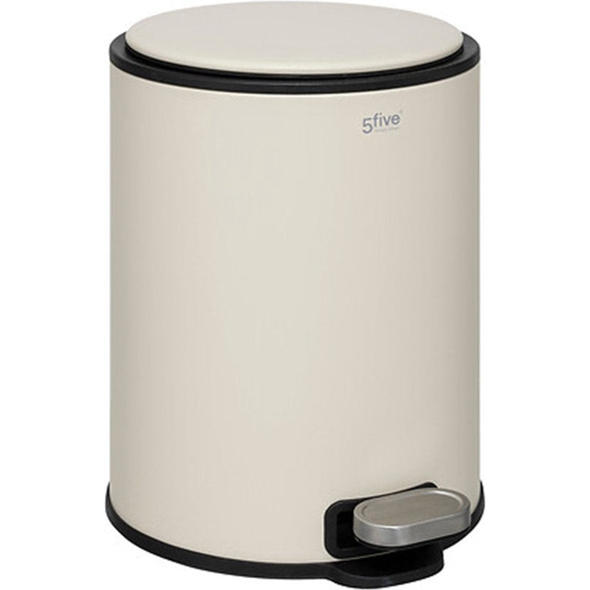 5Five Prullenbak/pedaalemmer Delta - beige - metaal - 6 liter - 26 x 21 x 30 cm - keuken afvalbak