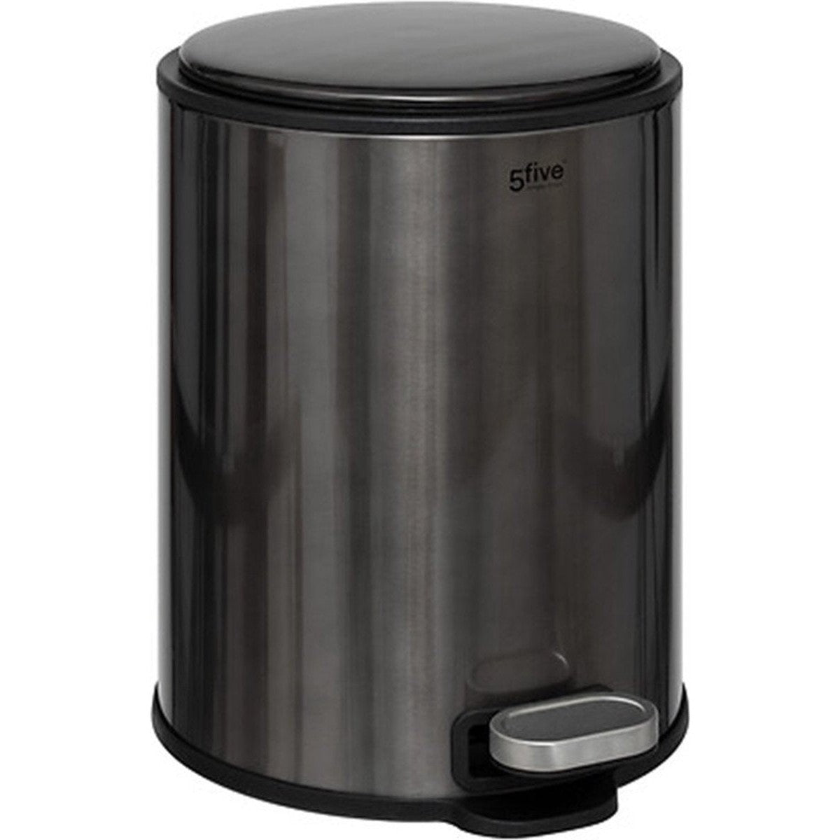 5Five Prullenbak/pedaalemmer Delta - titanium - metaal - 6 liter - 26 x 21 x 30 cm - keuken afvalbak