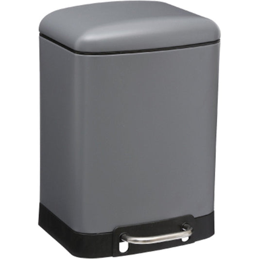 5Five Prullenbak/pedaalemmer - donkergrijs - metaal - 6 liter - 23 x 22 x 32 cm - toilet/badkamer