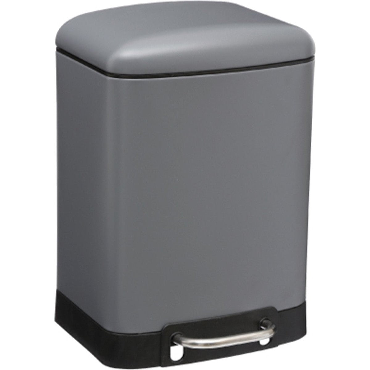 5Five Prullenbak/pedaalemmer - donkergrijs - metaal - 6 liter - 23 x 22 x 32 cm - toilet/badkamer