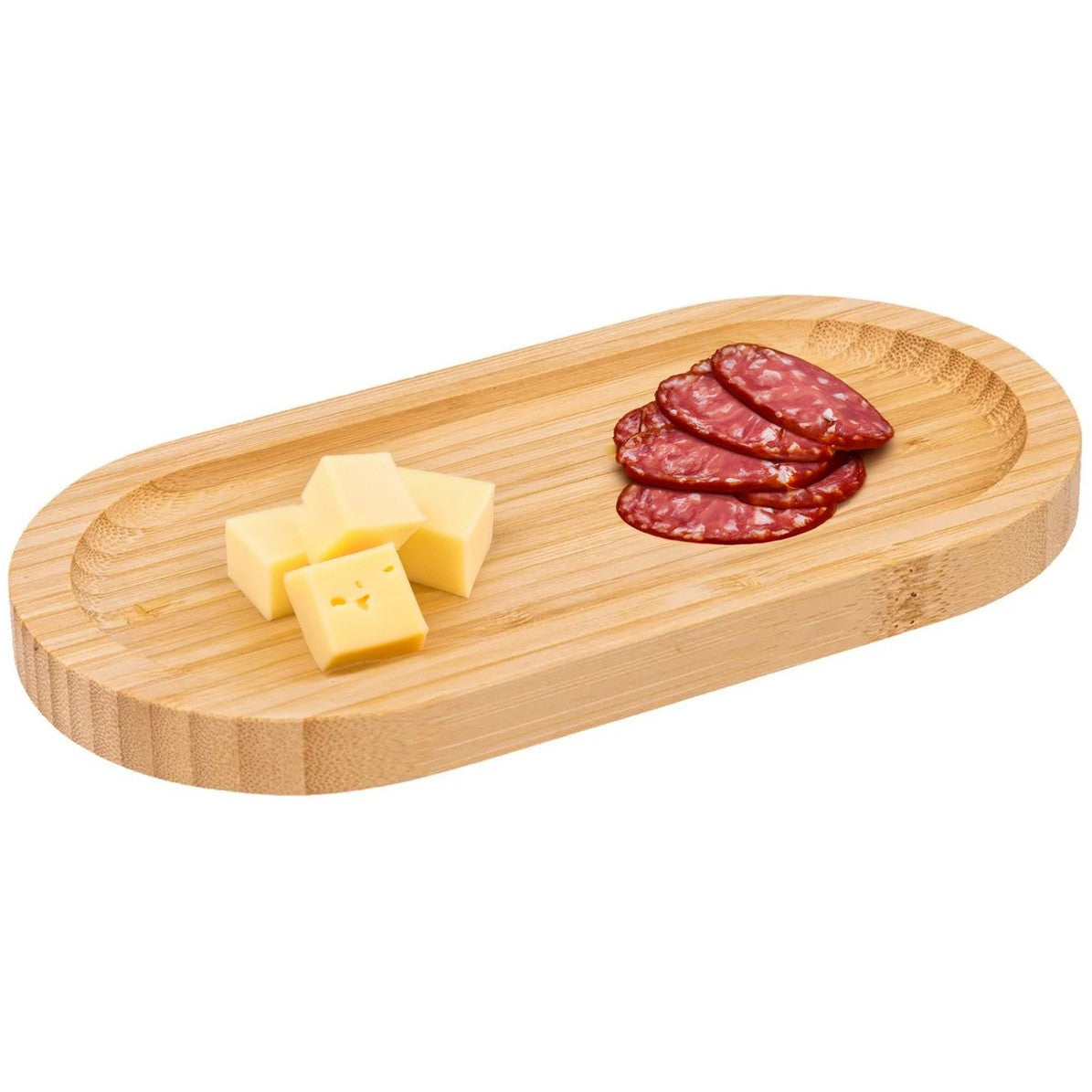 5Five Serveerplankje voor hapjes/fingerfood - 20 x 10 cm - bamboe hout - borrelplank - tapasplank