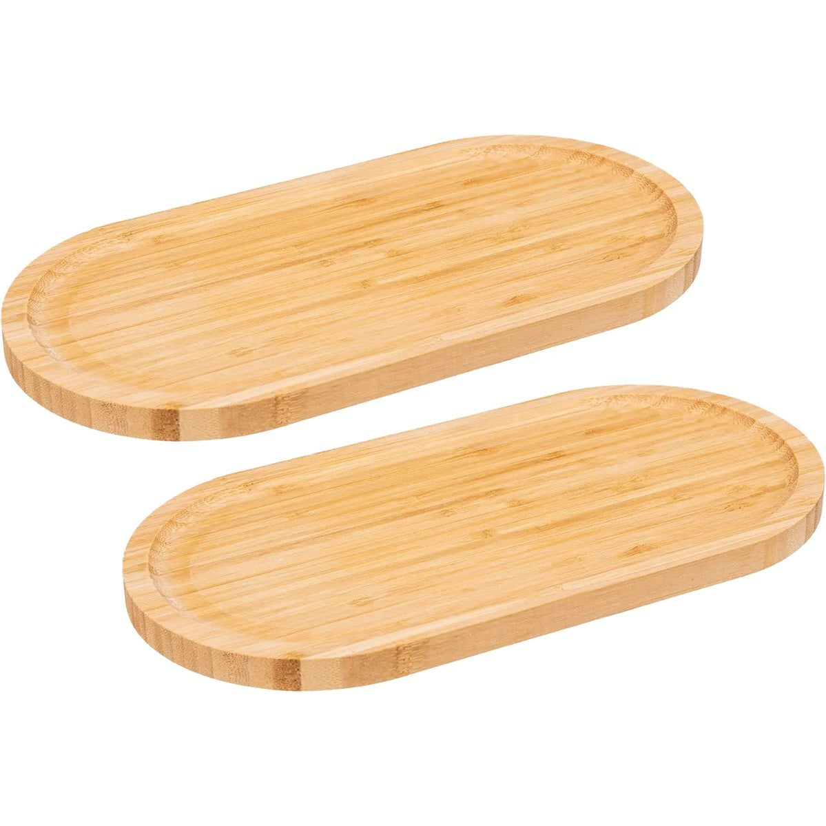 5Five Serveerplankje voor hapjes/fingerfood - 2x - 30 x 15 cm - bamboe hout - borrelplank - tapasplank