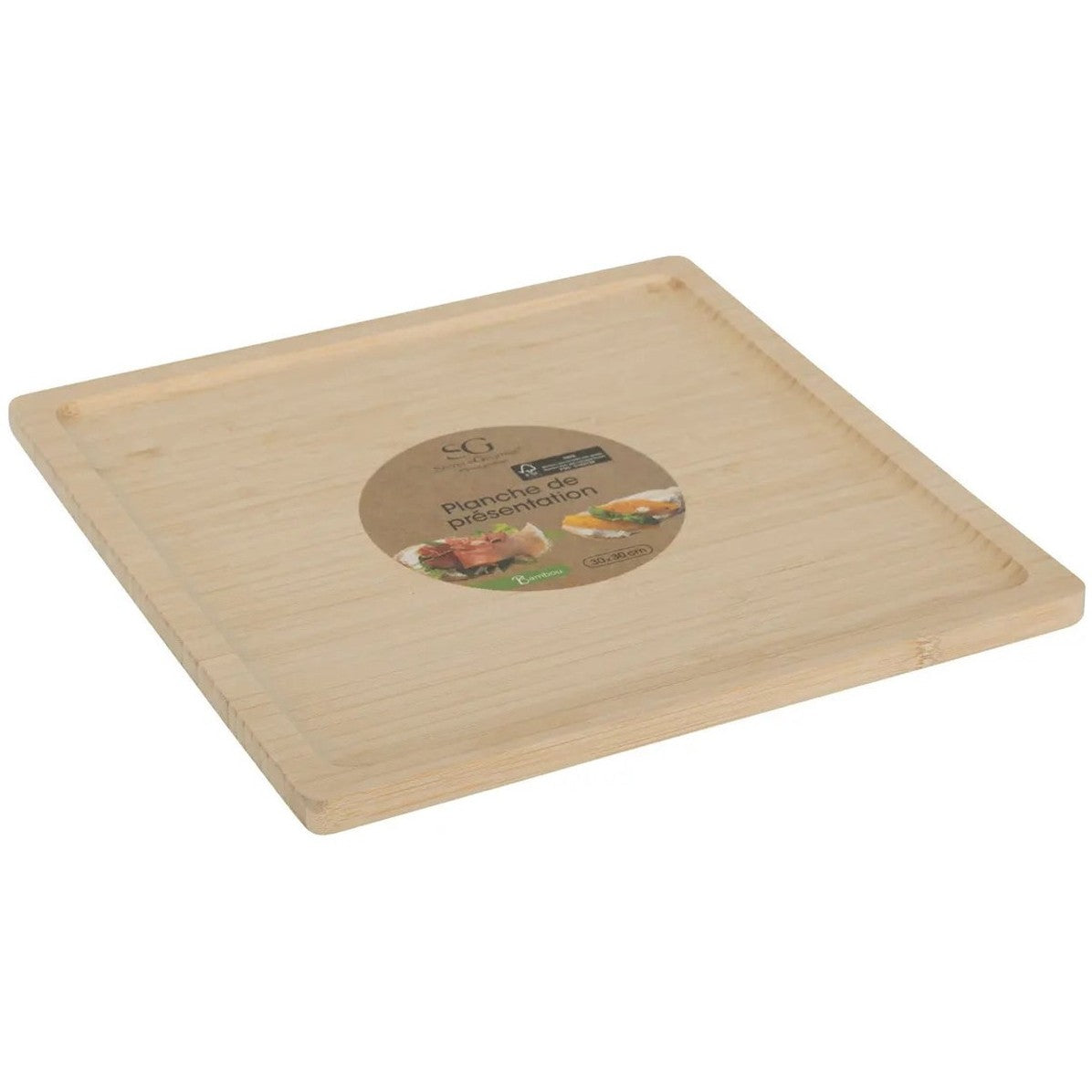 5Five Serveerplankje voor hapjes/fingerfood - 2x - 30 x 30 cm - bamboe hout - borrelplank - tapasplank