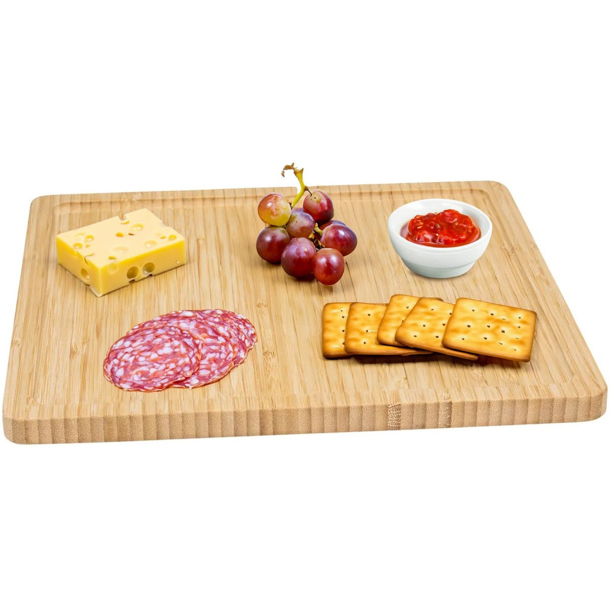 5Five Serveerplankje voor hapjes/fingerfood - 30 x 30 cm - bamboe hout - borrelplank - tapasplank