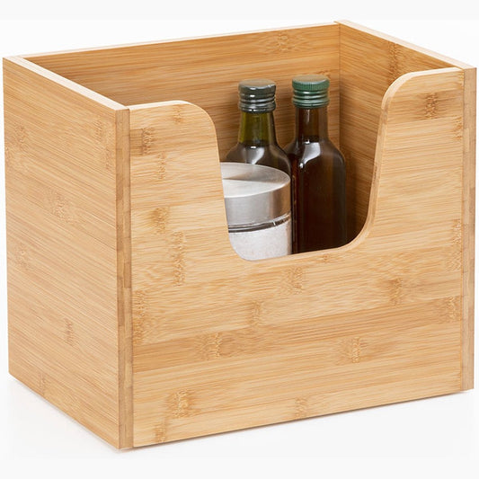 5Five Stapelbare bamboe opberger met open vak hoog - Stapelbaar & Duurzaam