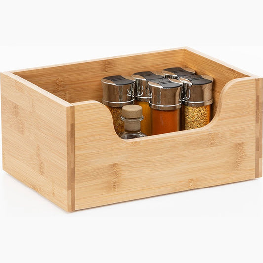 5Five Stapelbare bamboe opberger met open vak laag - Stapelbaar & Duurzaam