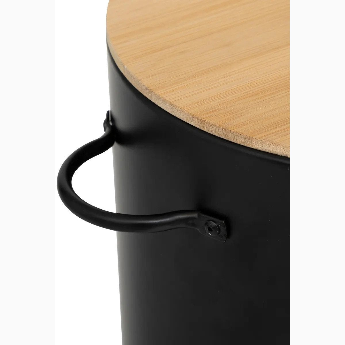 5Five Uien/Aardappelen/Knoflook bewaar potten/blikken set - metaal/bamboe - zwart - 22 x 28 cm - MODESTNOVA