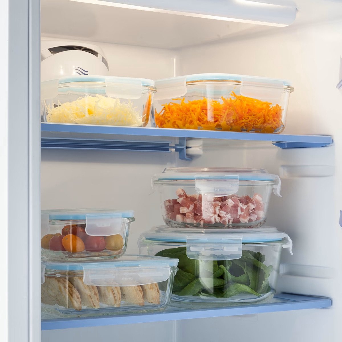 5Five Vershoudbakje met deksel - 2x - glas - luchtdicht - met clips - 17 x 11 x 6 - 540 ml - MODESTNOVA