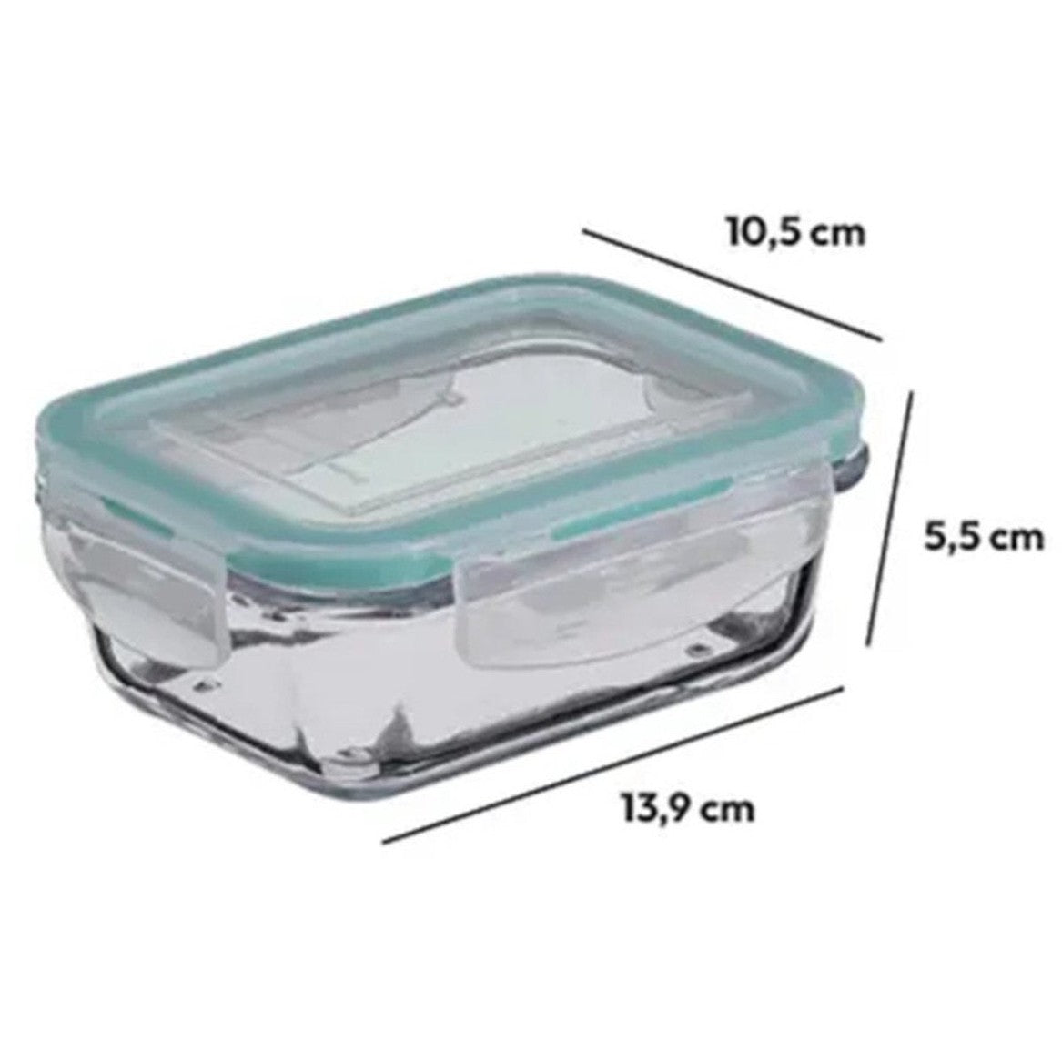 5Five Vershoudbakje met deksel - 3x - glas - luchtdicht - met clips - 14 x 10 x 5 cm - 330 ml - MODESTNOVA