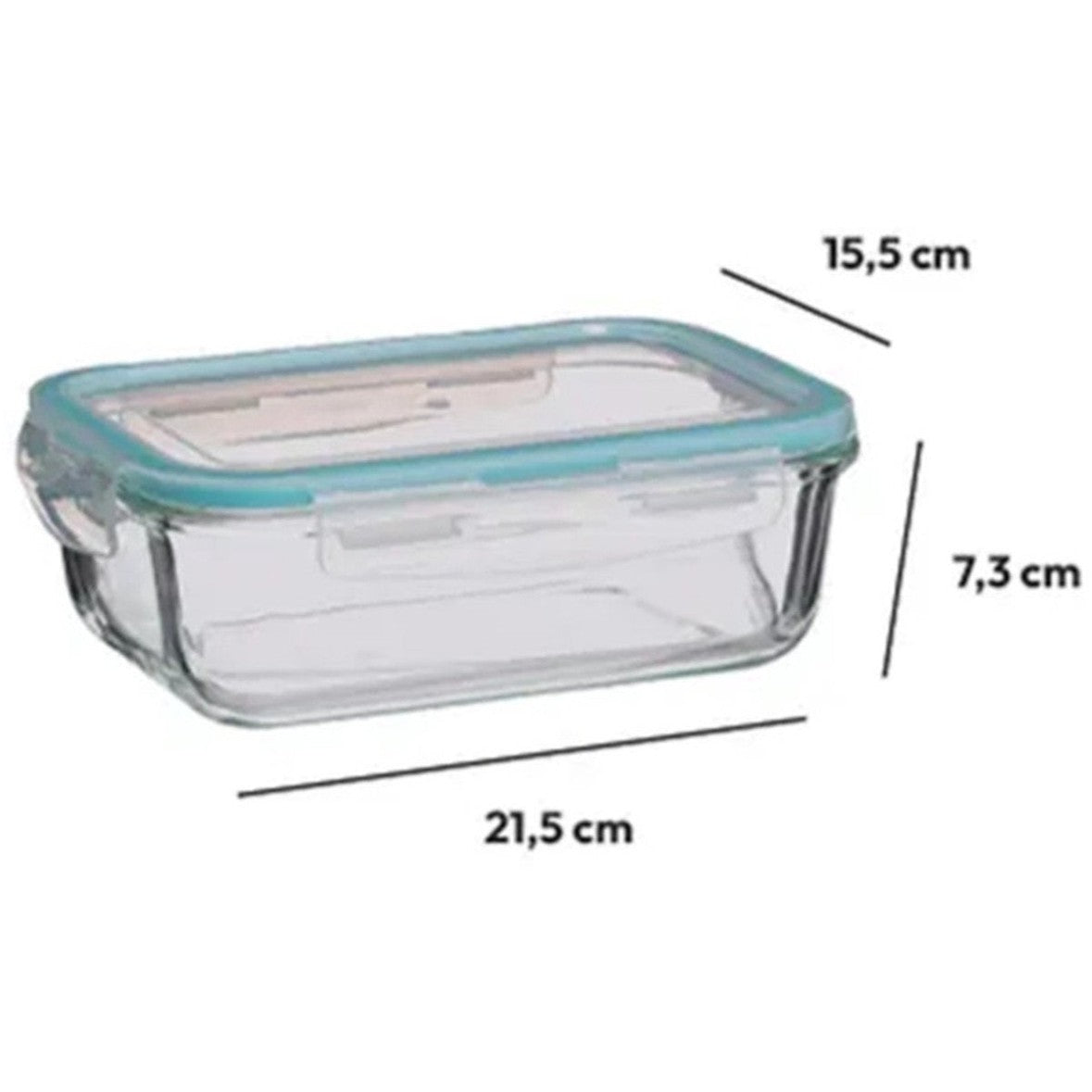5Five Vershoudbakje met deksel - 3x - glas - luchtdicht - met clips - 21 x 15 x 7 cm - 1180 ml - MODESTNOVA