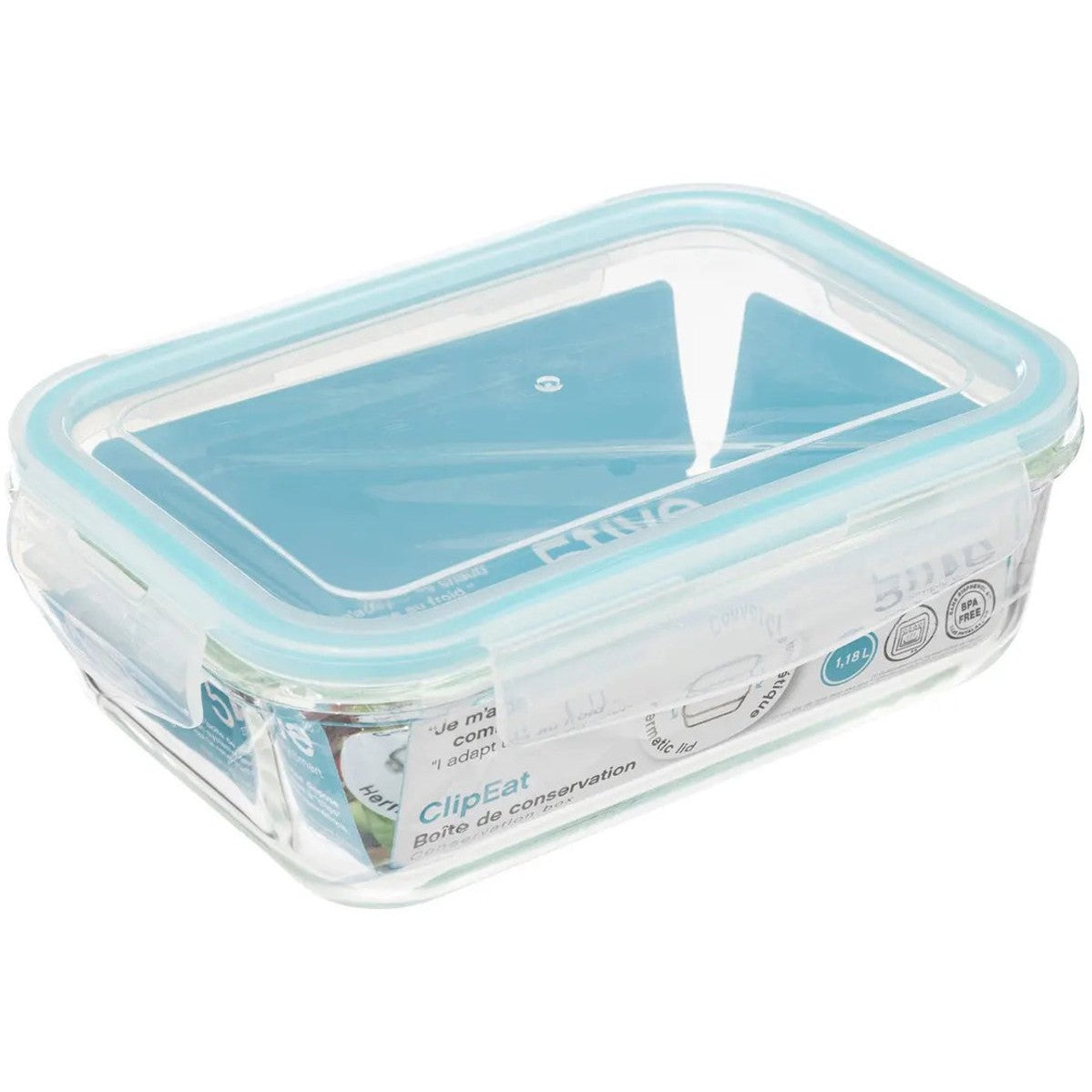 5Five Vershoudbakje met deksel - 3x - glas - luchtdicht - met clips - 21 x 15 x 7 cm - 1180 ml - MODESTNOVA