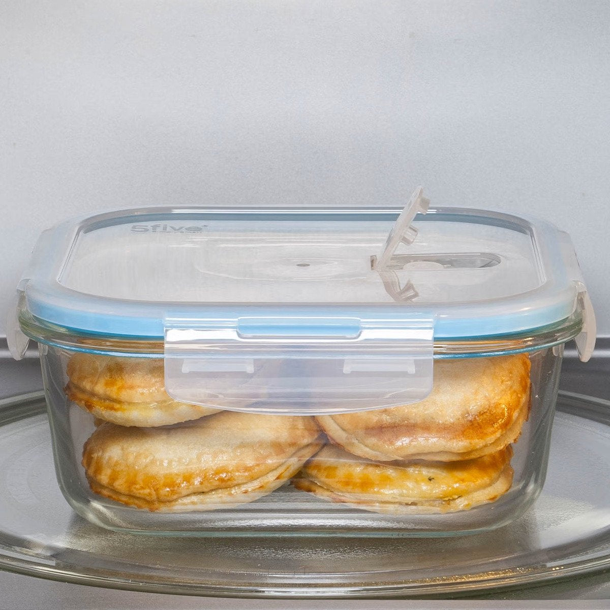 5Five Vershoudbakje met deksel - 3x - glas - luchtdicht - met clips - 21 x 15 x 7 cm - 1180 ml - MODESTNOVA