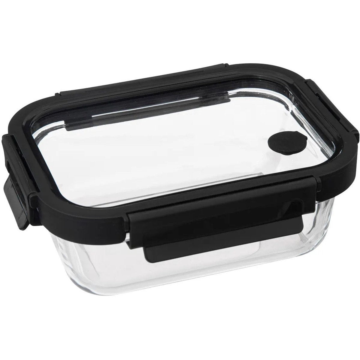 5Five Vershoudbakje met deksel - glas - luchtdicht - met clips - 19 x 14 x 7 cm - 500 ml - zwart/transparant