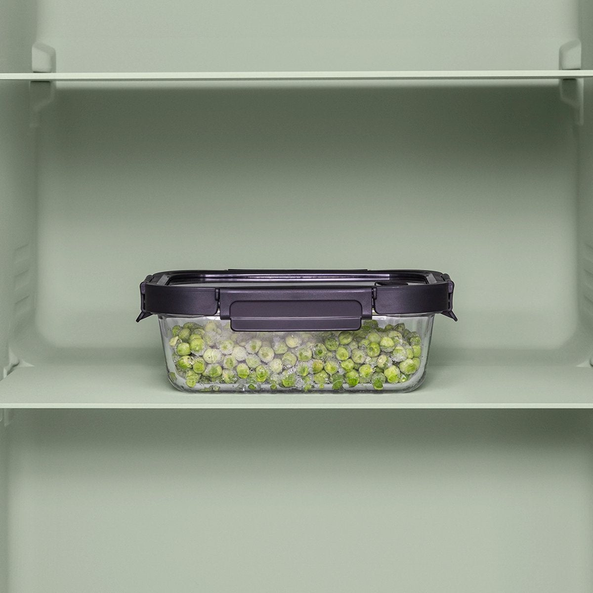 5Five Vershoudbakje met deksel - glas - luchtdicht - met clips - 19 x 14 x 7 cm - 500 ml - zwart/transparant